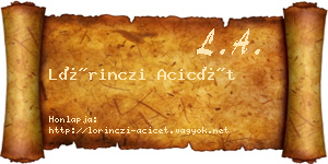Lőrinczi Acicét névjegykártya